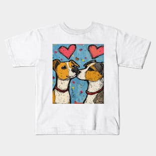 Dog Love 2024 Valentines Day Drawing Kids T-Shirt